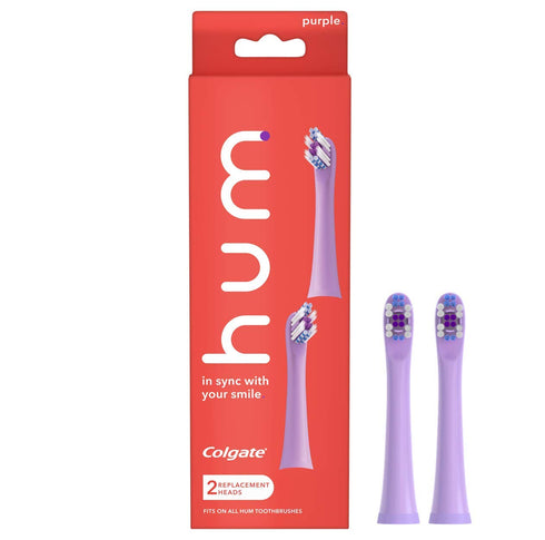 Colgate Hum Connected Smart Battery Toothbrush Refill Head, Purple, 2 Pack
