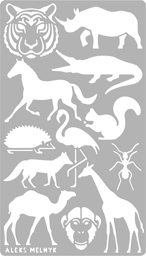Aleks Melnyk #30 Metal Stencils, Small Animals, Woodland, Kit 1 PCS, Templates for Wood Burning, Engraving, Crafting, Bullet Journaling, Scrapbook, Birds, Safari Animal, Camel, Foxes, Flamingo, Horse
