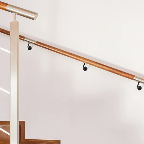 High-PQ Heavy Duty Staircase Handrail Bracket Black Stainless Steel Wall Mount, 5 Pack Shelf Brackets Set with Base Flange Solid Cast Iron for Stairs Handrails, Railing, Guardrails, Satin Finish