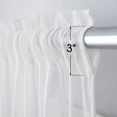 MIULEE Sheer Curtains 108 inches Long White Linen Textured Sheer Curtains Elegant Solid Drapes Rod Pocket Sheer Curtains 2 Panels for Bedroom Living Room