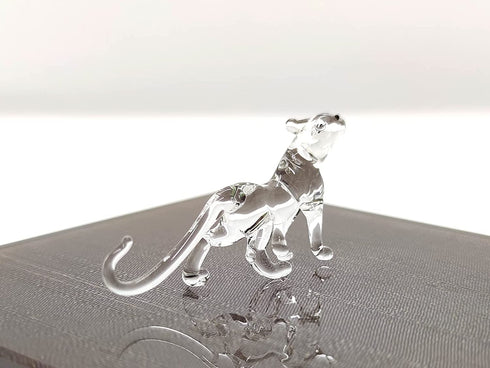 Sansukjai Rare Tiger Tiny Micro Crystal Figurines Hand Blown Clear Glass Art Wild Animals Collectible Gift Home Decor