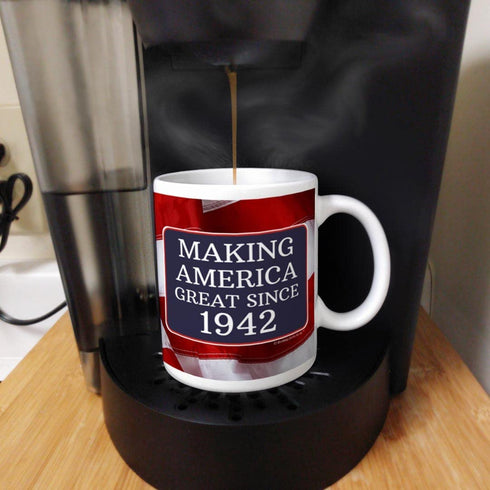 80th Birthday Gifts For All Making American Great Since 1942 Birthday Gift Coffee Mug Tea Cup USA Flag