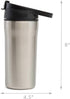 Primula Commuter Thermal Coffee Mug Water Bottle with Multifunction Carabiner Lid, 16 Oz, Brushed Stainless Steel