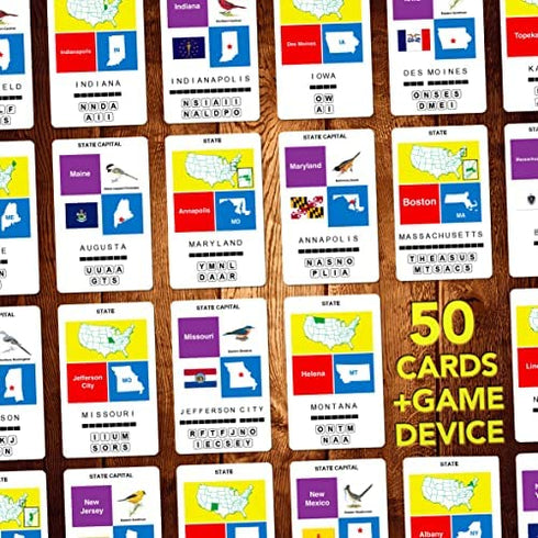 100 PICS US States & Capitals Flash Cards | All 50 States and Capitals to Learn | Fun and Functional Case | Ultimate Flashcards for United States Geography | Card Games for Kids and Adults | Ages 5+
