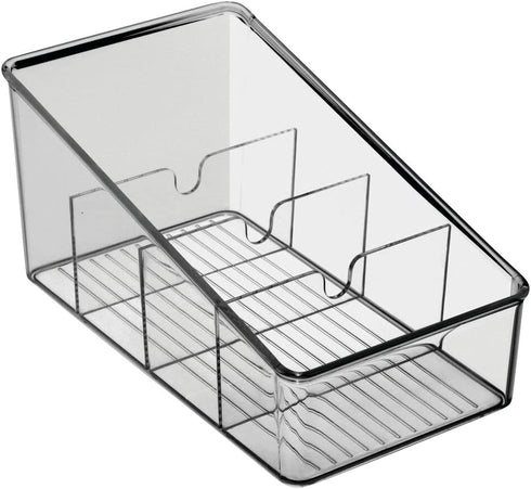 mDesign Plastic Food Packet Organizer Bin Caddy - Storage Station for Kitchen, Pantry, Cabinet, Countertop - Holds Spice Pouches, Dressing Mixes, Hot Chocolate, Tea, Sugar Packets, 2 Pack - Smoke Gray