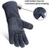 932°F Heat Resistant Leather Forge Welding Gloves Grill BBQ Glove for Tig Welder/Grilling/Barbecue/Oven/Fireplace/Wood Stove - Long Sleeve and Insulated Lining for Men and Women (Gray,14-inch)