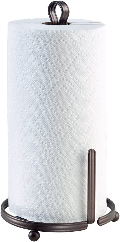 iDesign York Metal Paper Towel Holder, Free Standing Dispenser for Kitchen, Bathroom, Office, Laundry Room, 6.8" x 6.8" x 13.3" - Bronze