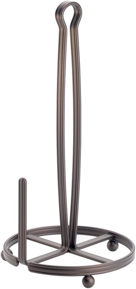 iDesign York Metal Paper Towel Holder, Free Standing Dispenser for Kitchen, Bathroom, Office, Laundry Room, 6.8" x 6.8" x 13.3" - Bronze
