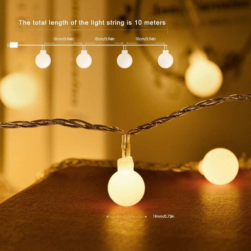 Indoor String Lights,33FT Globe String Lights Plug in String Lights 8 Lighting Modes with Remote Control String Light Indoor Outdoor Garden,Patio,Party,String Lights for Bedroom<100 LED Ball>