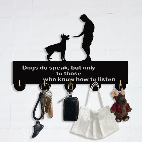 YSDESIGN Dog and Man Key Hooks-Unque Decor Wall Hooks,Wall D©cor,Wood Coat Hooks, Key Holder,Key Hanger for Wall€?Entryway and Kitchen-11.8—7.8Inch Black Wooden Heavy Duty 20LB(Max)