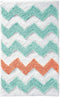 iDesign Chevron Bath Rug, Machine Washable Microfiber Accent Rug for Bathroom, Kitchen, Bedroom, Office, Kid's Room, 34" x 21", Teal Blue and Coral Pink