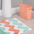 iDesign Chevron Bath Rug, Machine Washable Microfiber Accent Rug for Bathroom, Kitchen, Bedroom, Office, Kid's Room, 34" x 21", Teal Blue and Coral Pink
