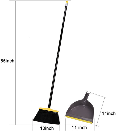 Broom and Dustpan Set,Indoor Broom with Dust pan Combo Set for Home,Angle Kitchen Broom for Floor Sweeping