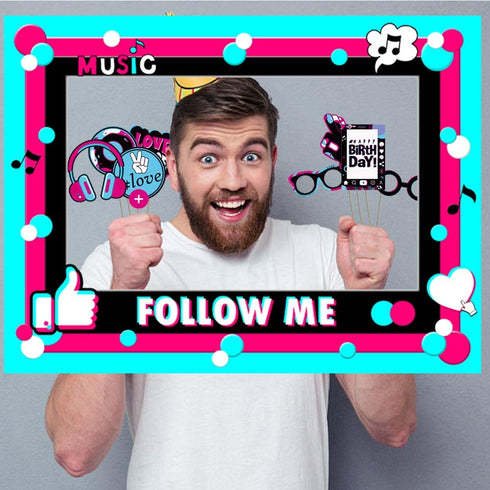 Musical Photo Booth Frame Musical Themed Party Photo Booth Prop for Girls Social Party Favor Masquerade Photo Props Tik Birthday Social Party
