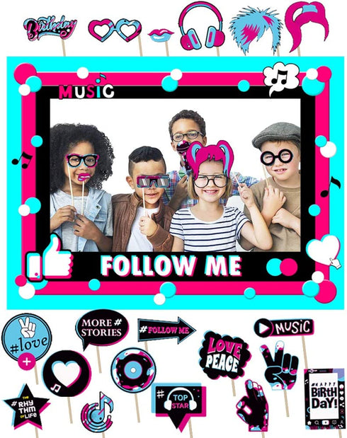 Musical Photo Booth Frame Musical Themed Party Photo Booth Prop for Girls Social Party Favor Masquerade Photo Props Tik Birthday Social Party