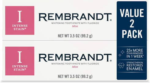 Rembrandt Intense Stain Toothpaste, Mint, 3.5 Oz (Pack of 2)