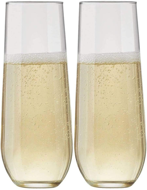 24 piece Stemless Unbreakable Crystal Clear Plastic Wine Glasses Set of 24 (9 Ounces)