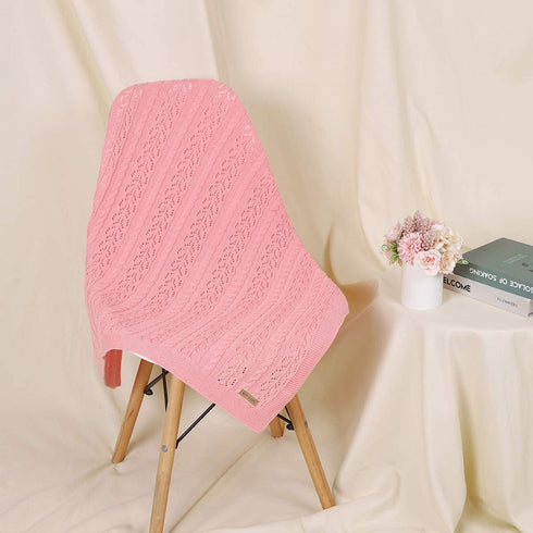 LAWKUL Neutral Baby Blankets 100 Cotton Breathable Baby Girl Receiving Blankets Swaddle Crochet Baby Blanket Newborn Gender Neutral Pink Knitted Baby Blankets Size 40x30 Inches