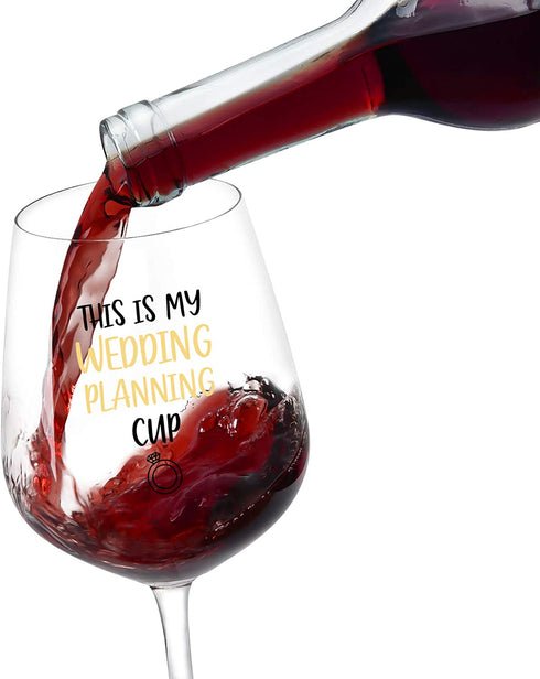 This is My Wedding Planning Cup, Beer Glass and Wine Glass Set for Him Her Couples Newlyweds Engagement Party Wedding Valentine's Day, Novelty Wedding Gift Idea for Bride and Groom, 15Oz (Set of 2)