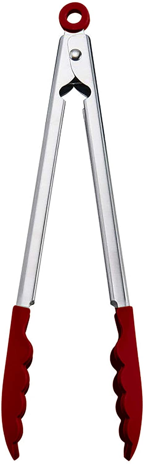 KitchenAid Silicone Stainless Steel Tongs, 10.26 Inch, Red