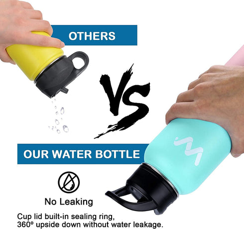 WEREWOLVES 32 oz Insulated Water Bottle With 3pcs Handles & Straw Lid & Spout Lid,Reusable Wide Mouth Vacuum Stainless Steel Water Bottle for Adults