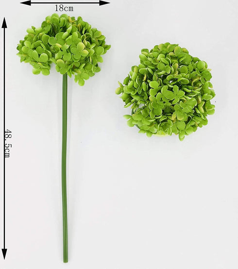 High Details Hydrangea Silk Flowers (About 225 Petals Each Flower), Artificial Hydrangea Flowers, Green Silk Hydrangea Flowers Pack of 4 (Green)