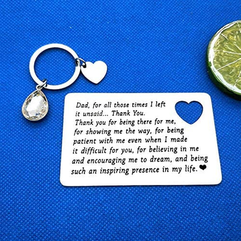 Funny Birthday Cards for Dad Fathers Day Card Thank You Dad Gift Engraved Wallet Insert Card Love Note for Father from Daughter Christmas Gifts, Best Dad Gift Ideas, Thank You for Being There for Me