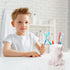 LUMI Kids Toothbrush Holder For Bathroom - Ceramic Elephant Toothbrush Holder, Drainer, Dryer - Multifunctional, Cute and Funny Cutlery Drainer, Silverware Drainer, Utensil Drying Caddy - White color