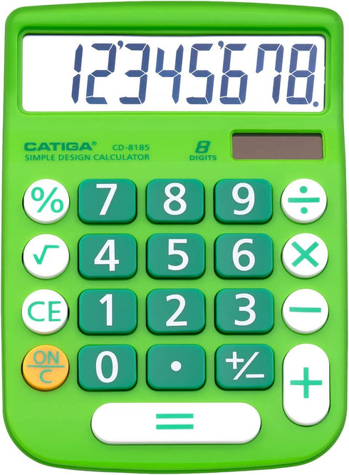 CATIGA CD-8185 Office and Home Style Calculator - 8-Digit LCD Display - Suitable for Desk and On The Move use. (Green)