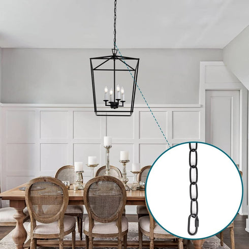 PEESIN Black Pendant Light Fixture Chain, 6 feet Lighting Hanging Chain, Pendant Lamp Fixture Chain Extension with Connection Locks, Heavy Duty Lighting Chain Replacement for Chandelier, Plants, 50 BL