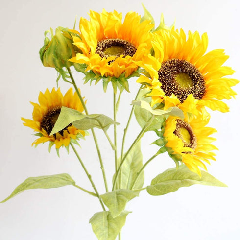 Htmeing Artificial Sunflowers Silk Flowers Fake Branches Decorative Plants Stems for Home Office Shop Decor (2pcs)