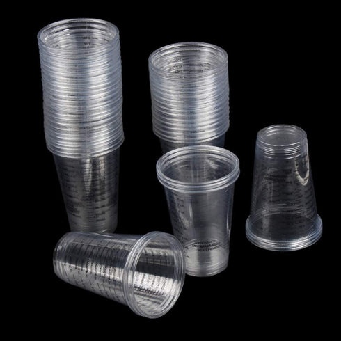 Allure Maek 50 Pack 8oz Disposable Graduated Clear Plastic Measuring Counting Cups for Paint, Stain, Epoxy, Resin - Reusable Multipurpose Mixing Cups for Cooking & Baking