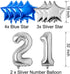 21st Birthday Decorations for Men Women Boy Girl,Blue Black Birthday Party Supplies with 21 Silver Number Balloon Happy Birthday Banner for 21st and 12nd Birthday Party