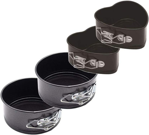 JMXC Set of 4 Mini Non-Stick Springform Pan?Non-stick Springform Pan DIY 4 Inch Shaped Cake Pan