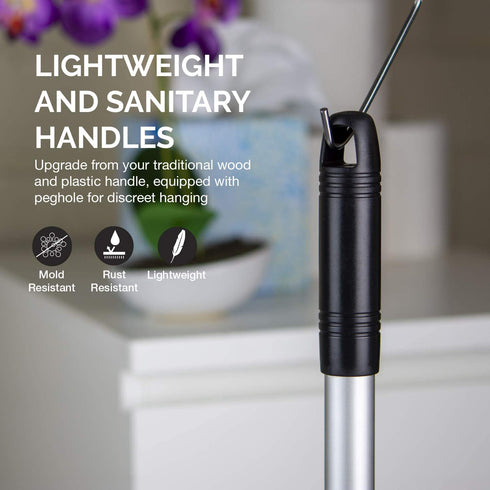 NEIKO 60168A Toilet Plunger Set | 4 Piece | Bonus Mini Sink and Drain Plunger, Brush and Caddy | Compact | Patented All-Angle Design | Telescopic Aluminum Handle , Black