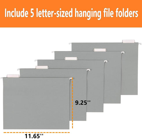 Hanging File Organizer Filing Box - Metal Mesh File Crate Desk Organizer Magazine Holder Book File Letter Storage Box Filling Cabinets for Office Home School, 5 Hanging Folders Included