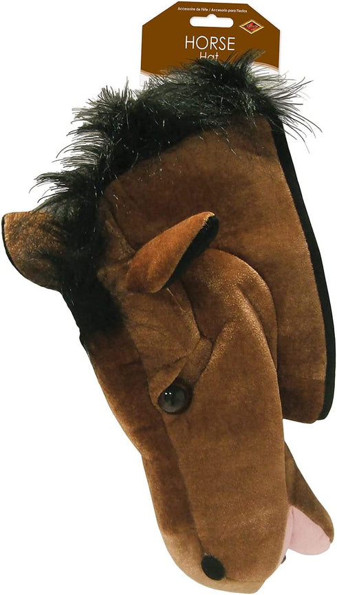 Plush Horse Head Hat Party Accessory (1 count) (1/Pkg)