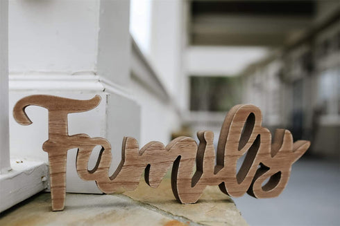 Wooden Family Tabletop Sign Decor,Rustic Family Freestanding Word Decor