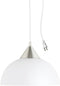 Globe Electric 64413 Amaris 1-Light Plug-In Pendant, Brushed Steel, Frosted White Shade, 15ft Clear Cord, In-Line On/Off Switch