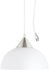 Globe Electric 64413 Amaris 1-Light Plug-In Pendant, Brushed Steel, Frosted White Shade, 15ft Clear Cord, In-Line On/Off Switch