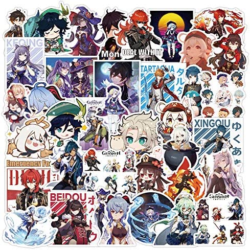 shubiao Genshin Impact Stickers 100pcs Game Stickers for Teens Kids Adults Vinyl Waterproof Stickers for Laptop Water Bottle Skateboard