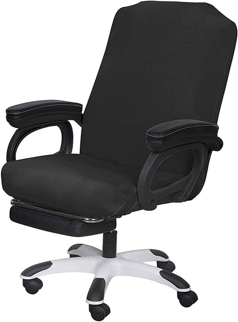 SARAFLORA Office Chair Cover- Large, Black- Removable Computer Chair Cover for Office Chair with Zipper for Universal Rotating Chair Desk Chair Cover High Back Chair Seat Washable Protector for Pets