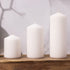 Cone Top Pillar Candles by Bask - Set of 3 - 3" x 4", 6", and 8" Dripless Unscented Candles in White for Home Decor, Relaxation & All Occasions