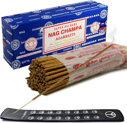 TRUMIRI Incense Stick Holder Bundle with Satya Sai Baba Nagchampa 250g Incense Sticks - Pack of 1 (Approx 250 Sticks)
