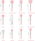 Rorence Kitchen Utensil Cooking Utensil Set for Baking Mixing: 12 Pieces Kitchen Gadgets Non-Stick & Heat Resistance Silicon and Stainless Steel Handles (Utensil Holder Not Included) - Pink