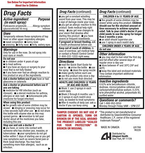 HealthA2Z Fluticasone Propionate Nasal Sprays, 24 Hour Allergy Relief,120 Sprays, 0.54 fl oz