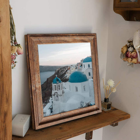 10x10 Frame Wood Set of Two, Rustic Square Frame for Wall Mount & Tabletop 10 by 10 Frame Mounting Hardware Included