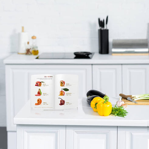 TLBTEK 5PC Acrylic Book Stand with Ledge,Clear Acrylic Book Easel Display Stand,Clear Book Tablet Holder for Displaying Artworks,Pictures,Books,Notebooks, CD and Journals (Style 1(Large))