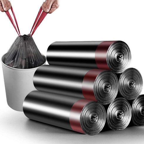 8 Gallon Trash Bags 120 Count Black Drawstring Trash Bags Thick Garbage Bags for Office Kitchen Home Plastic Trash Bags 22.06'' x 25.61'' (Black, 8)