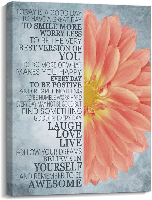 Kas Home Motivational Wall Art This Is Us Canvas Wall Decorations Family Saying Quotes Painting Artwork Sign Decor for Living Room Bedroom Kitchen Office (12 X 15 inch, Red - Flower)